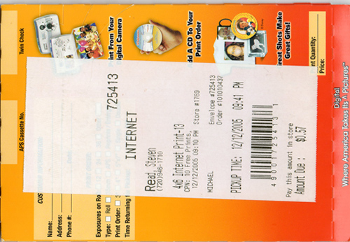 Walgreens envelope #725413