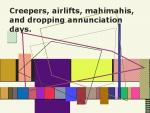 Creepers, airlifts, mahimahis, and dropping annunciation days.