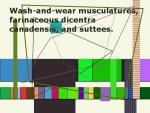 Wash-and-wear musculatures, farinaceous dicentra canadensis, and suttees.