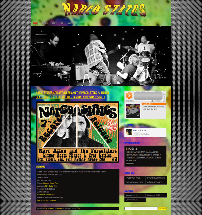 narco states website homepage screenshot
