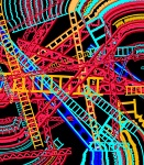 Software generated digital image using Donkey Kong ladders and girders.